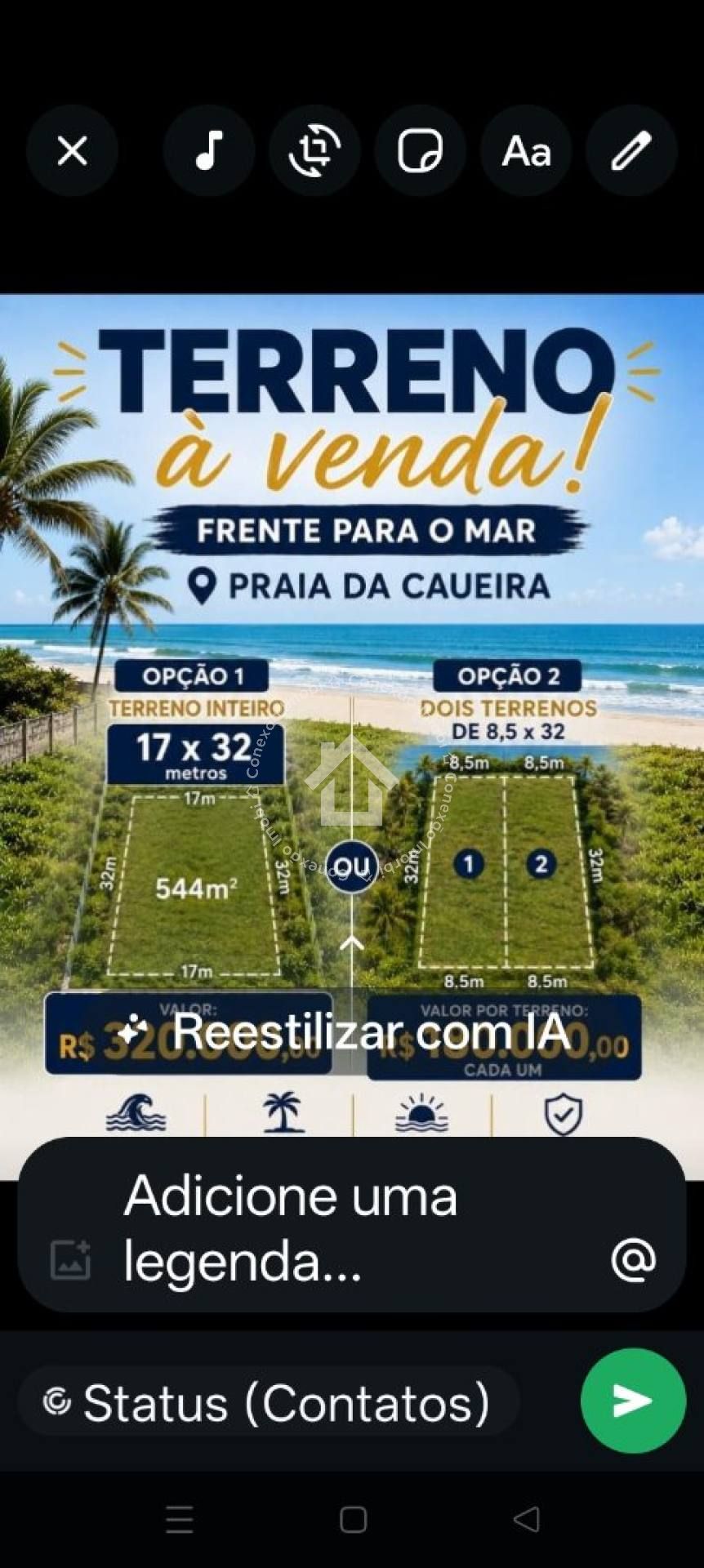 Terreno em frente ao Mar na Caueira