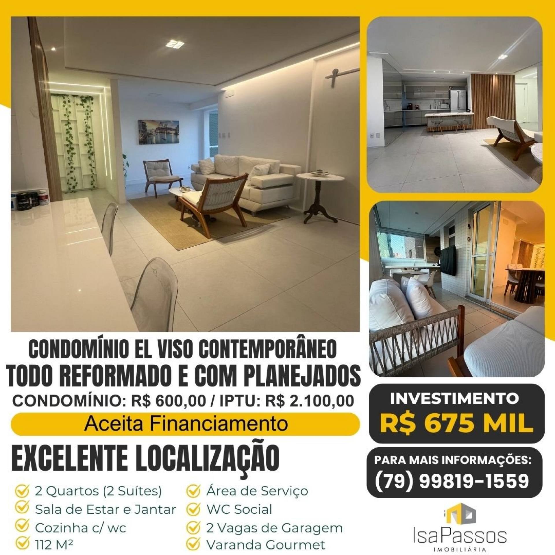VENDO Apartamento (TODO REFORMADO E COM PLANEJADOS) Condomínio EL VISO CONTEMPORÂNEO (Atalaia)