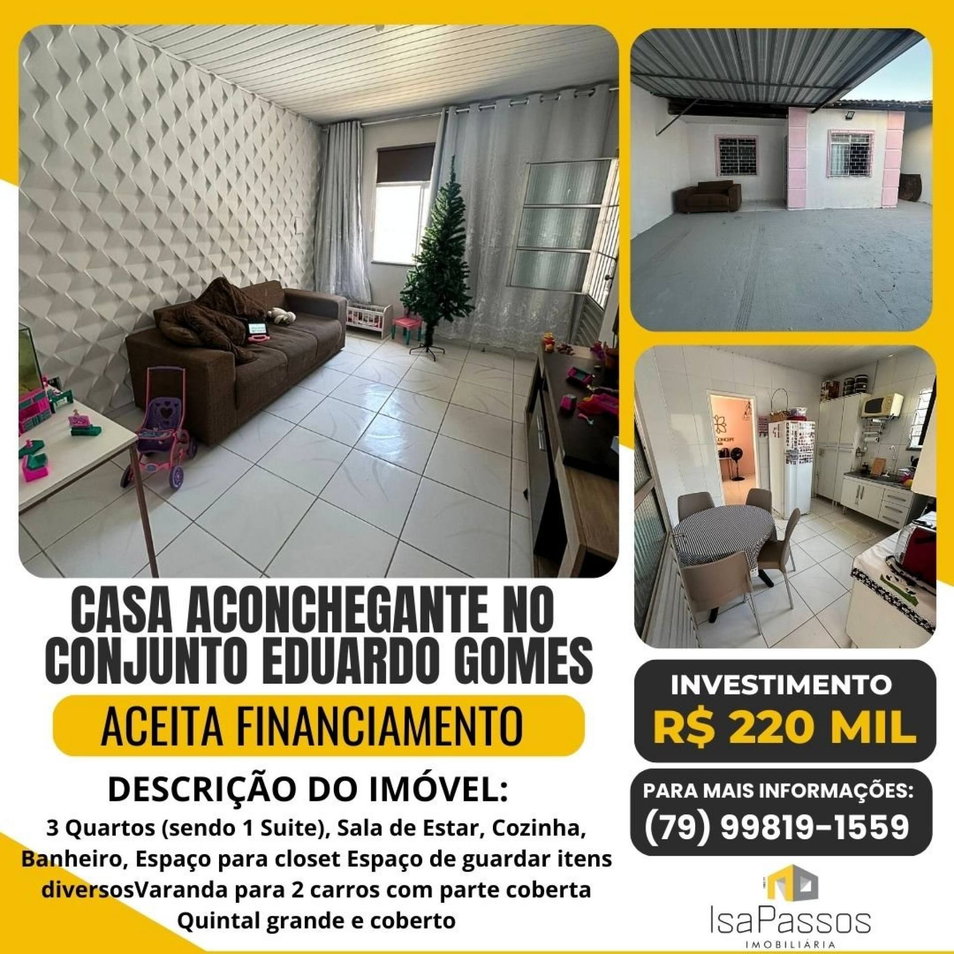 Casa Belíssima e Aconchegante com 160M² no Conjunto Eduardo Gomes