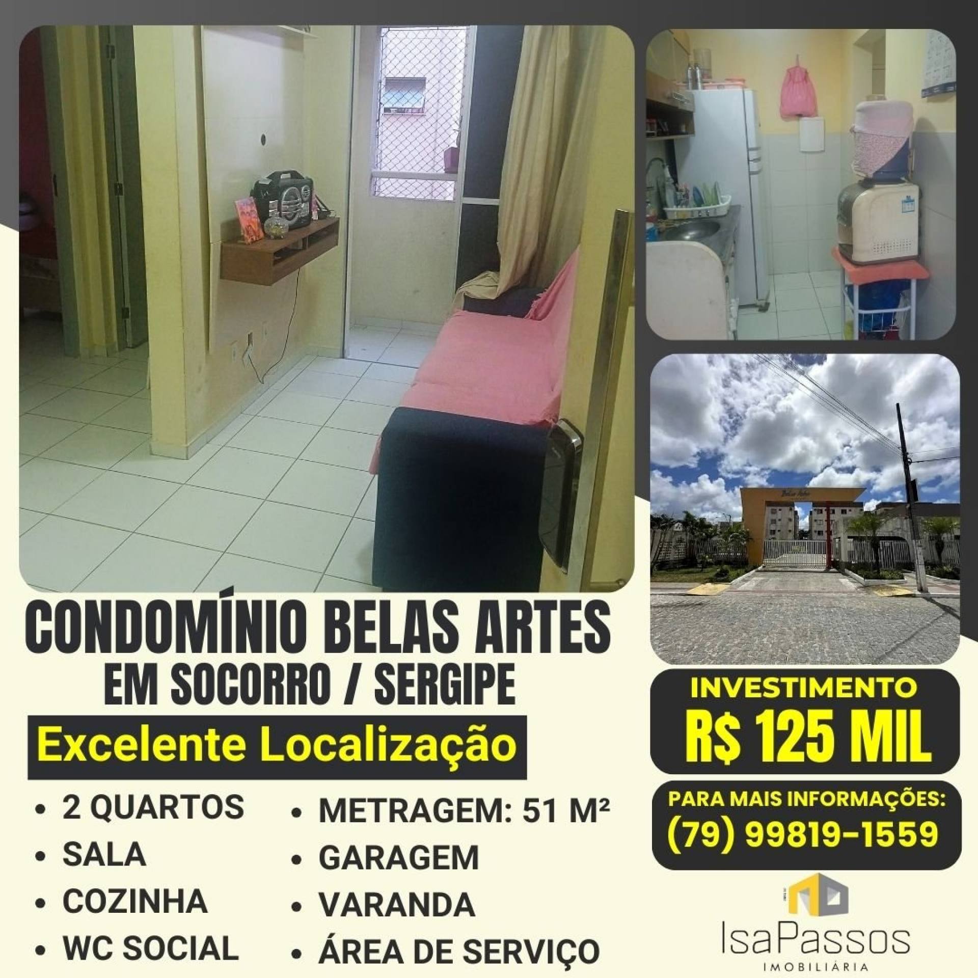 Apartamento (51M²) no Condomínio BELAS ARTES em Socorro/SE
