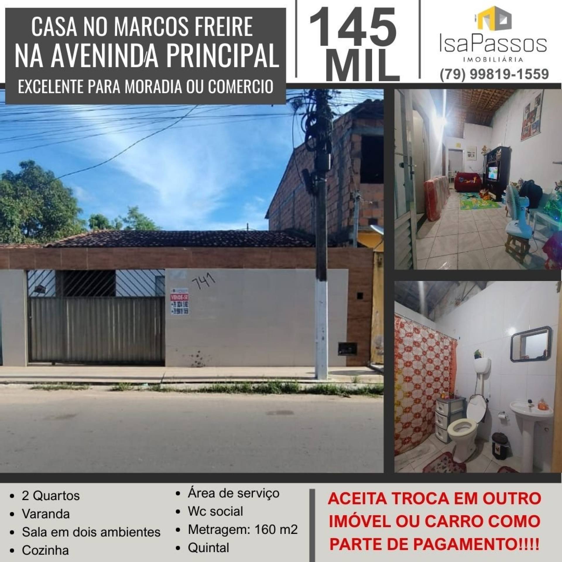 VENDO Casa em Avenida Principal do Marcos Freire (Moradia ou Comercio)