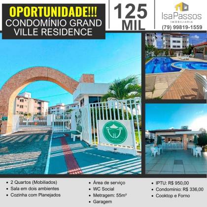 OPORTUNIDADE!!! Apartamento (55M²/Sombra) no Grand Ville Residence (Barra dos Coqueiros)