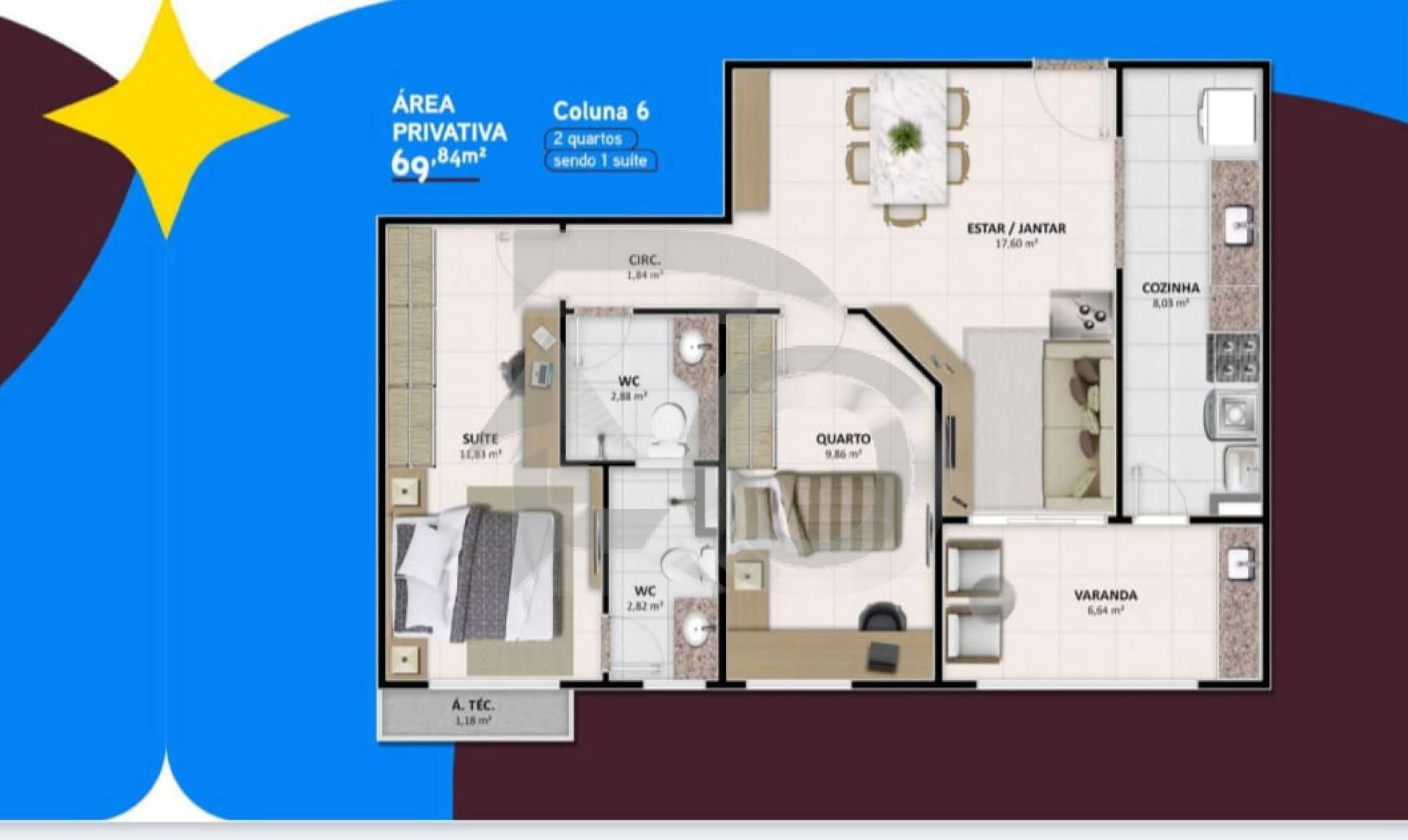 Apartamento - novo - Para Vender com 2 quartos 1 suítes no bairro Coroa do Meio em Aracaju