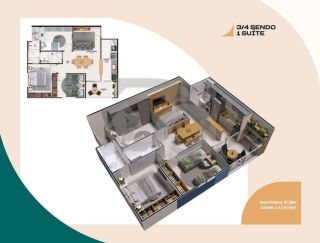 Apartamento para vender com 3 Quartos, sendo 1 Suíte no Bairro Jabotiana em Aracaju