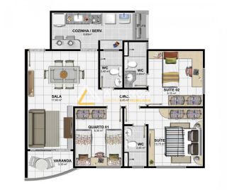 APARTAMENTO À VENDA COM 3 QUARTOS,SENDO 2 SUÍTES NO CONDOMÍNIO MONTECELLO BAIRRO FAROLÂNDIA EM ARACAJU/SE.