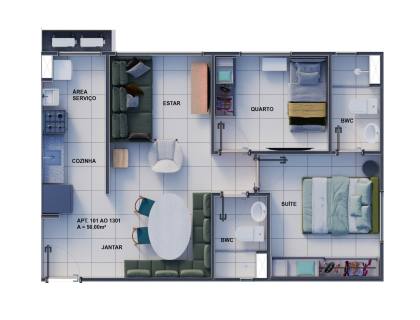 Alameda dos Corais | Apartamento 2 quartos com suíte