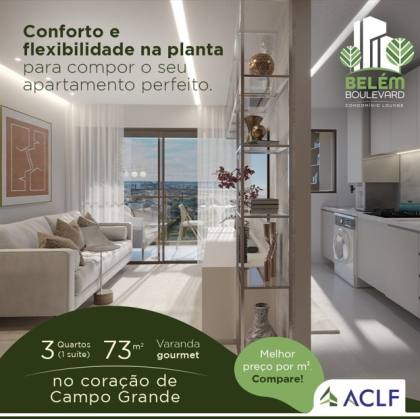 Belém Boulevard| 3 quartos, sendo um suíte, 73m² | No coração de Campo Grande