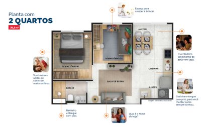 Viva Casa Amarela / Apartamento com 2 quartos no Vasco da Gama