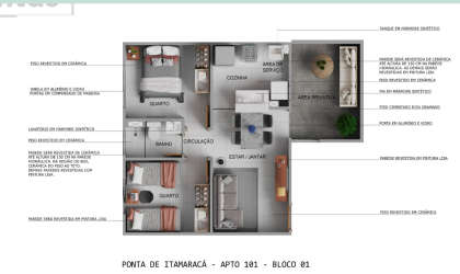Residencial Pontal de Maracaípe - Apartamentos dois quartos e varanda em Paulista