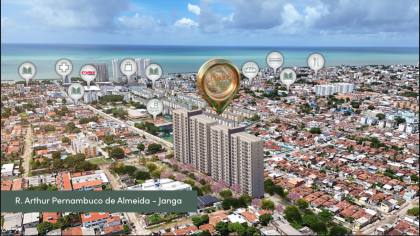 Unique Janga Home Resort - Apartamento com 2 dormitórios e varanda a poucos metros da praia