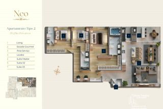 Apartamento com 3 suítes Quadra Mar em Balneário Piçarras