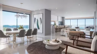 Apartamento Frente Mar com 4 suítes na Meia Praia em Itapema