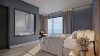 Apartamento Frente Mar com 4 suítes na Meia Praia em Itapema
