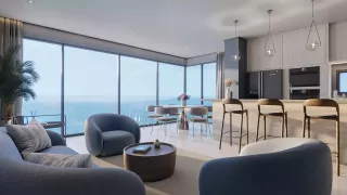 Apartamento Frente Mar com 4 suítes na Meia Praia em Itapema