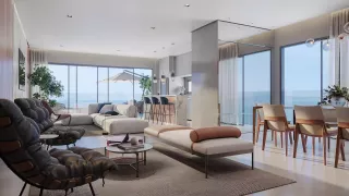 Apartamento Frente Mar com 4 suítes na Meia Praia em Itapema