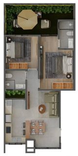 Apartamento com 1 Suíte e 1Dormitório no Itacolomi em Balneário Piçarras