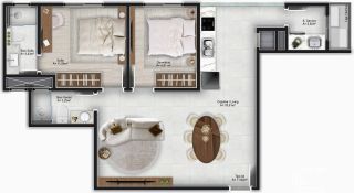 Apartamento Com 1 Suíte e 1 Dormitório na Meia Praia em Navegantes