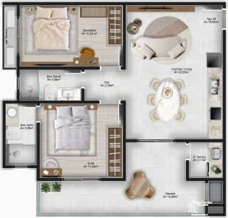 Apartamento Com 1 Suíte e 1 Dormitório na Meia Praia em Navegantes
