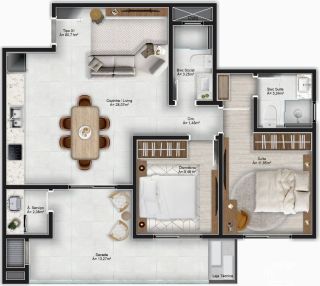 Apartamento Com 1 Suíte e 1 Dormitório na Meia Praia em Navegantes