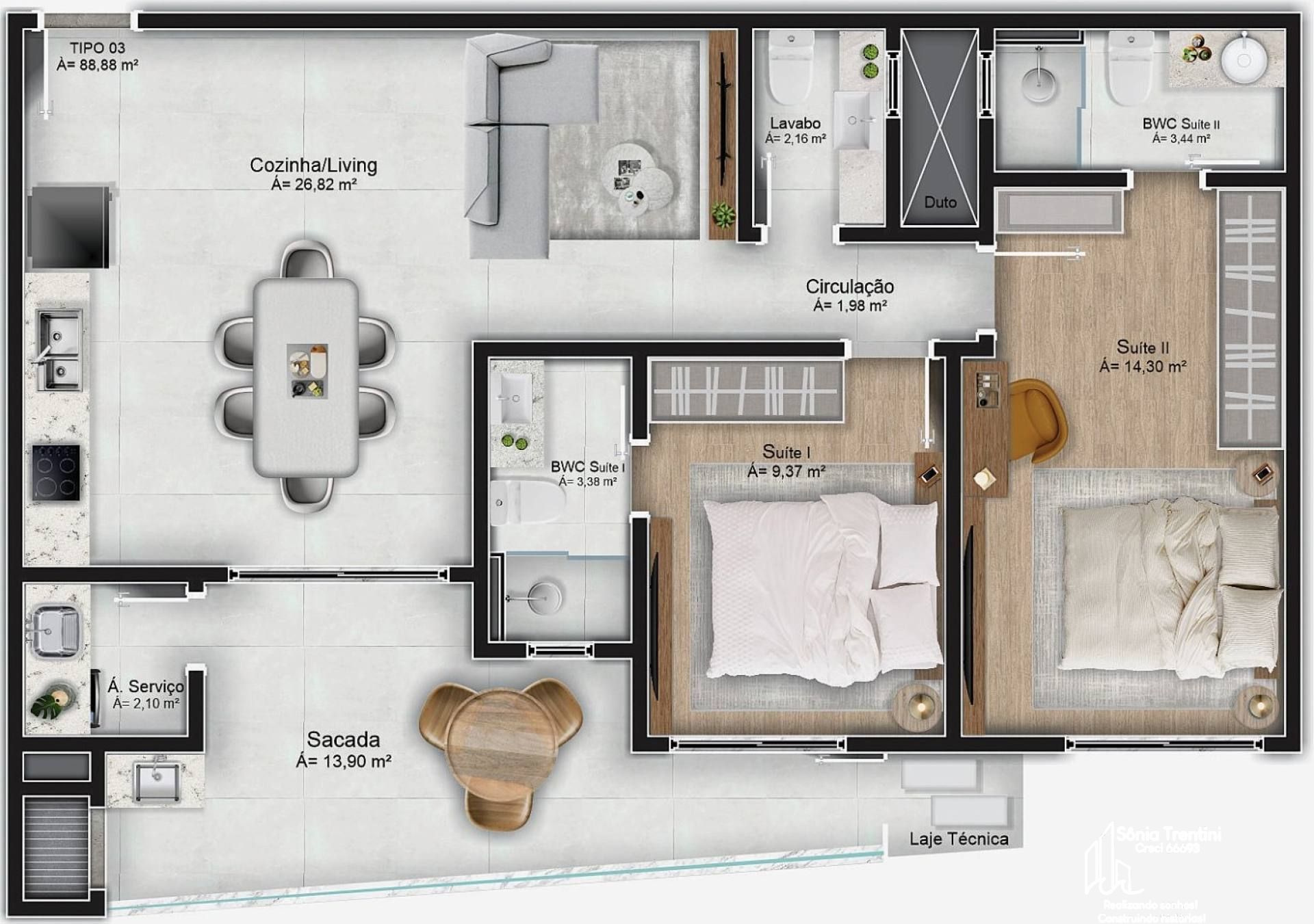 Residencial Majestic -Apartamento com 3 Dormitórios a 70m da Praia no Gravatá em Navegantes