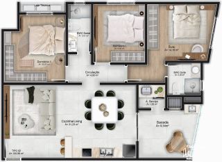 Apartamento com 3 Dormitórios a 70m da Praia no Gravatá em Navegantes