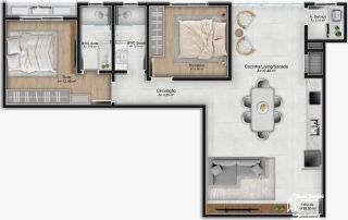 Apartamento com 3 Dormitórios a 70m da Praia no Gravatá em Navegantes