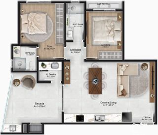 Apartamento com 3 Dormitórios a 70m da Praia no Gravatá em Navegantes