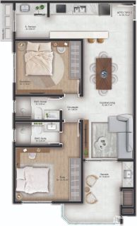 Apartamento Com 3 Dormitórios no  Gravatá em Navegantes