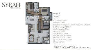 Residencial Syrah - Apartamento com 3 Dormitórios