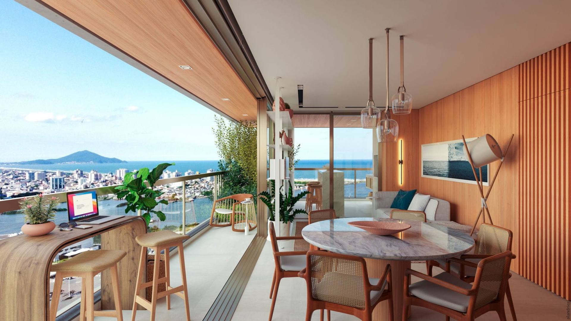 Motiró, casa suspensa, com vista para Marina de Itajaí