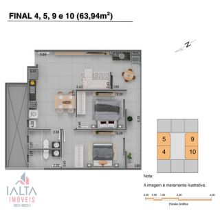 Apartamento Novo com 2 Dormitórios (1 Suíte) no Itaguá a 750m da Praia