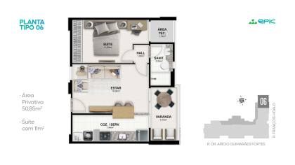 Epic Residence - O INVESTIMENTO PERFEITO EM ARACAJU | 1 Suíte