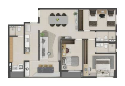 Apartamento 3/4 sendo 1 suite no Bairro Jardins - Alto Padrão | Casa Jardins - Moura Dubeux