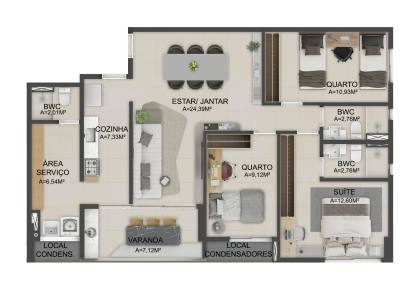 Apartamento 3/4 sendo 1 suite no Bairro Jardins - Alto Padrão | Casa Jardins - Moura Dubeux