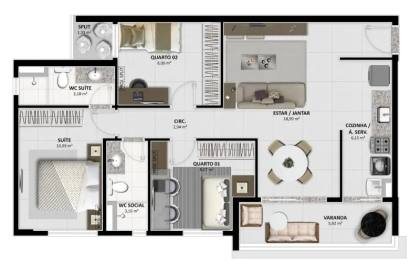 ARBO RESIDENCE:2 ou 3/4 com suíte e varanda, na Farolândia