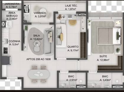 Concept Jardins: Studio, apartamento 1 ou 2/4-Inovação e Sofisticação no bairro Jardins