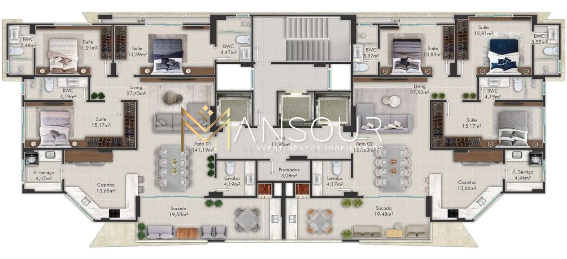 Acabamento de Alta Qualidade Apartamento 3 suítes