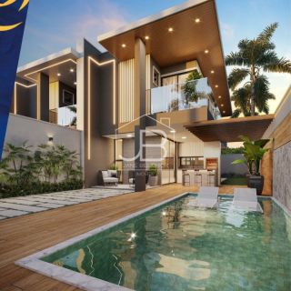 Casa de alto padrão em condomínio à venda em Eusébio-CE, com 4 quartos, 4 suítes e 154m² de área.