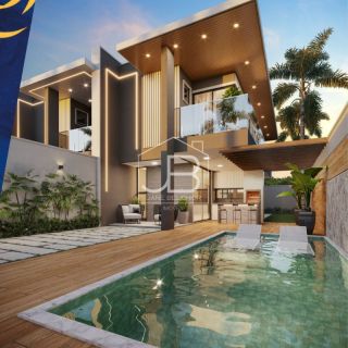 Casa de alto padrão em condomínio à venda em Eusébio-CE, com 4 quartos, 4 suítes e 154m² de área.