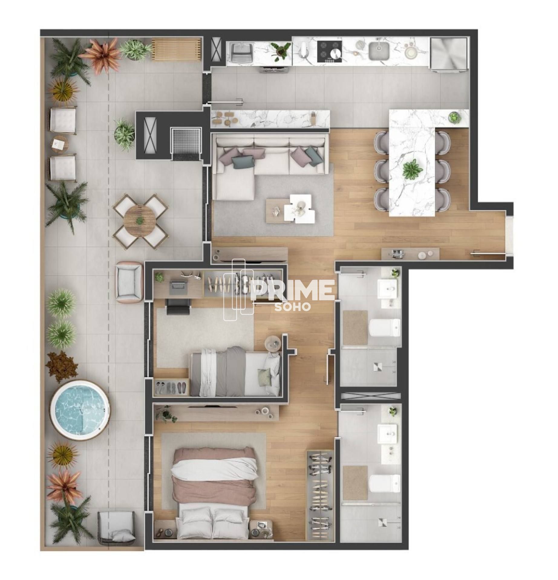 Apartamento Garden com 2 Quartos, 1 Suítes e Ampla Área Externa Privativa