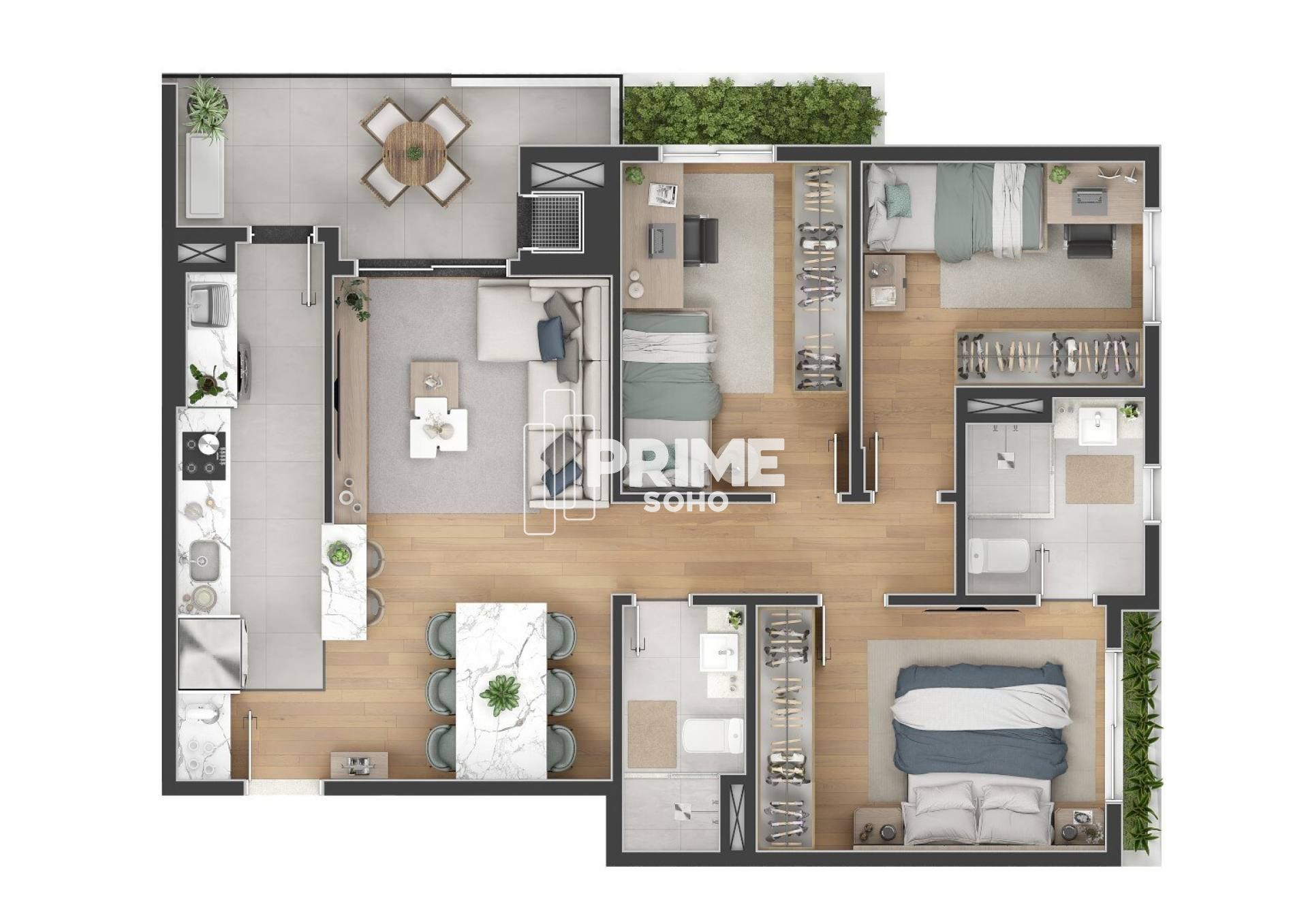 Apartamento Moderno com 3 Quartos e 1 Suíte