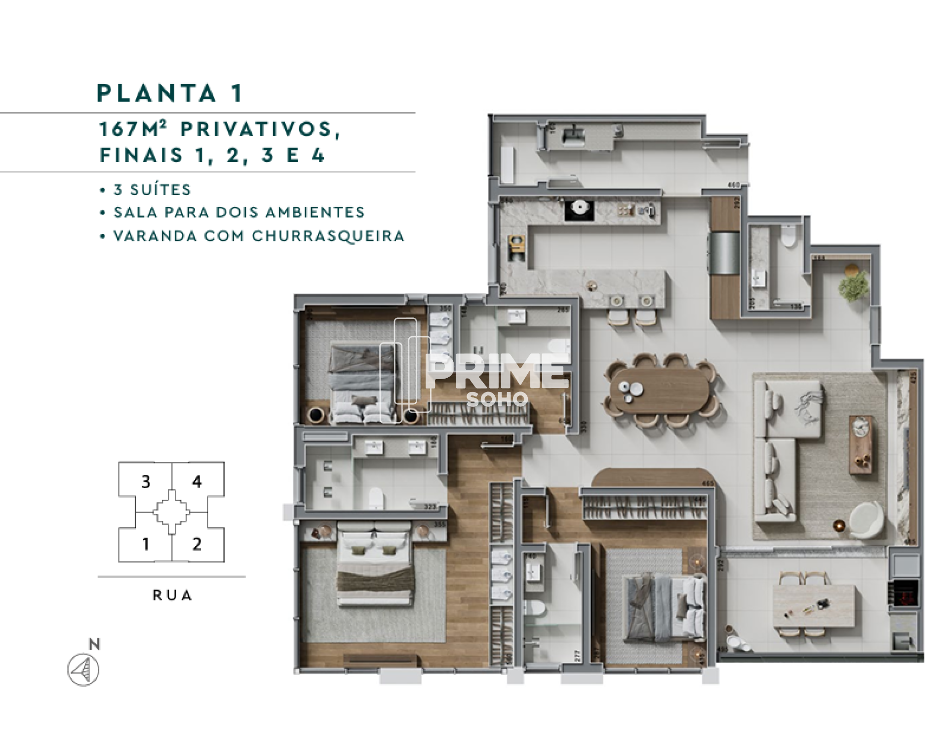 Apartamento com 3 Suítes e Planta Ampla de 167m²