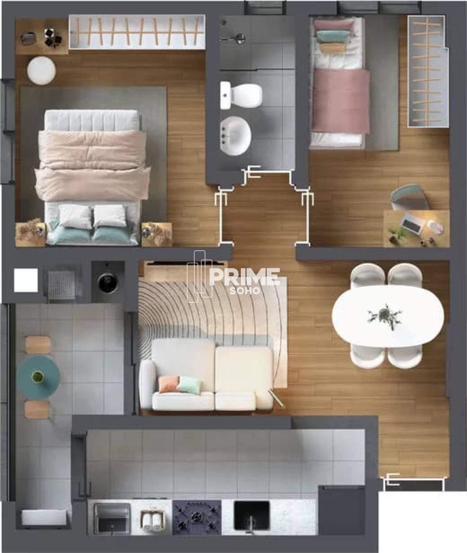 Apartamento com 49m², 2 quartos e sacada no Pinheirinho