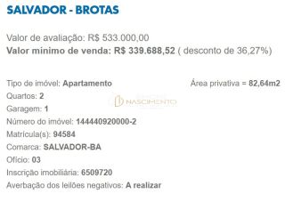 Apartamento 2/4 Leilão CAIXA - Brotas