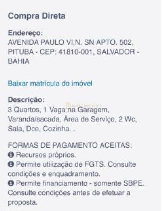 Pituba 3/4 Leilão CAIXA