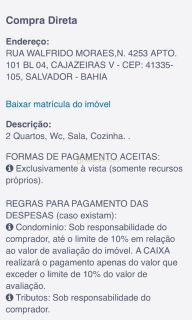 Apt 2/4 Cajazeiras V - Leilão CAIXA