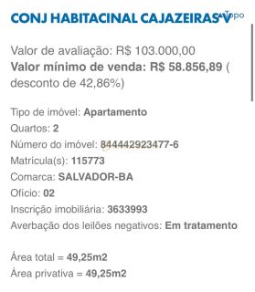 Apt Cajazeiras V, Leilão CAIXA 2/4