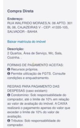 Apt Cajazeiras V, Leilão CAIXA 2/4