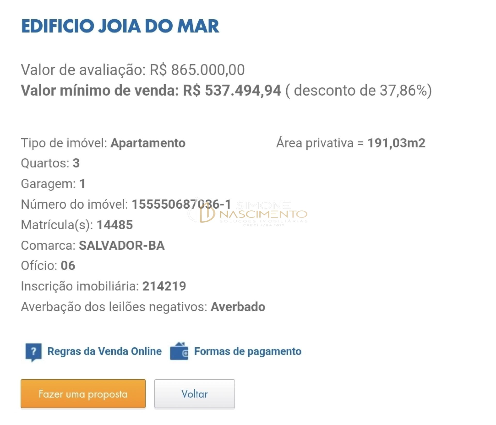 Edf. Joia Do Mar, Leilão CAIXA 3/4