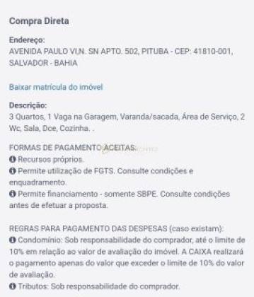 Edf. Joia Do Mar, Leilão CAIXA 3/4